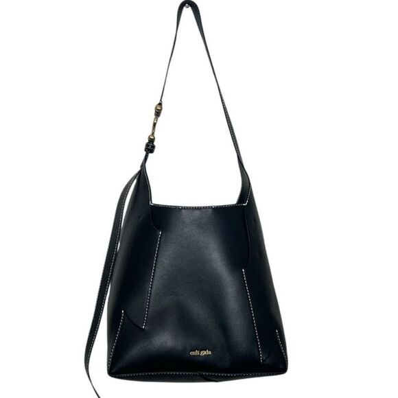 Cult Gaia Simona Mini Shoulder Bag Black Leather Structured Modern Sculptural - Picture 2 of 16